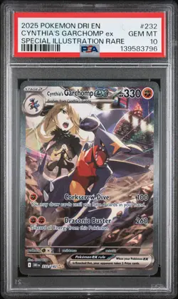 2025 POKEMON DRI EN-DESTINED RIVALS #232 CYNTHIA'S GARCHOMP EX PSA 10 - Image 1