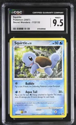 CGC MINT+ 9.5 Pokemon Squirtle 112/132 2007 Secret Wonders - Image 1