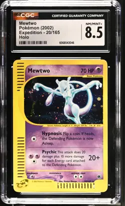 POKEMON CGC 8.5 Mewtwo 20/165 2002 Expedition Rare Holo *3046 - Image 1