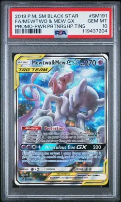 Pokemon Mewtwo & Mew GX 2019 SM Black Star Promo #SM191 Full Art PSA 10 - Image 1
