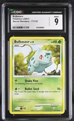 CGC MINT 9 Pokemon Bulbasaur 77/132 2007 Secret Wonders - Image 1