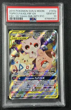 TOGEPI CLEFFA IGGLYBUFF PSA 10 2019 POKEMON SUN MOON COSMIC ECLIPSE #143A/236 - Image 1