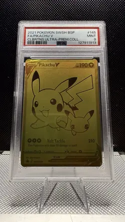 2021 POKEMON SWSH BLACK STAR PROMO #145 FULL ART/PIKACHU V PSA 9 - Image 1