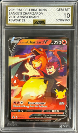 Pokemon 2021 Celebrations Lance's Charizard 25th ANN. AGS Gem MT 10 - Image 1