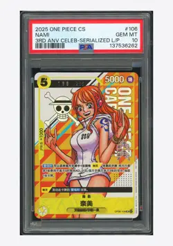 One Piece PSA 10 Nami SR Promo 2025 OP08-106 3RD Anniversary Prize /265 Chinese - Image 1