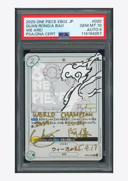 One Piece PSA 10 AUTO 9 We Are! R Guan Rong & A Bao 2025 EB02-020 EB02 Japanese - Image 1