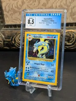 1999 Pokemon 🌊 Base Set Unlimited Gyarados Holo SQUARE CUT ERROR ✂ CGC 8.5 🎏 - Image 1