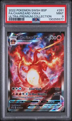 2022 POKEMON SWSH BLACK STAR PROMO #261 FULL ART/CHARIZARD VMAX PSA 9 - Image 1