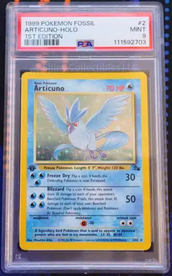 PSA 9 1999 POKEMON FOSSIL 1ST ED #2 ARTICUNO-HOLO - Image 1