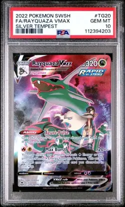 2022 POKEMON SWORD & SHIELD SILVER TEMPEST #TG20 FA/RAYQUAZA VMAX PSA 10 - Image 1