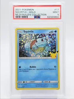 SQUIRTLE 2021 POKEMON CELEBRATIONS MCDONALD'S HOLO 17/25 PSA 9 Q0004 - Image 1