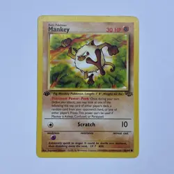 Mankey 55/64 Jungle 1st Edition Common Pokemon Card LP - Image 1