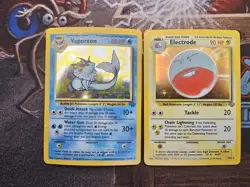 Vintage Pokemon Jungle TCG Rare Holo Cards Electrode Vaporeon Lot Of 2 - Image 1