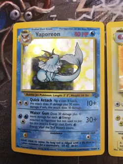 Vintage Pokemon Jungle TCG Rare Holo Cards Electrode Vaporeon Lot Of 2 - Image 2