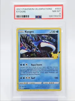 KYOGRE 2021 POKEMON CELEBRATIONS RARE HOLO 003/025 PSA 8 Q0004 - Image 1