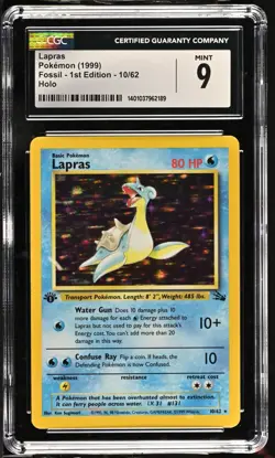 Pokemon 1999 Lapras Fossil - 1st Ed. 10/62 CGC 9 - Image 1