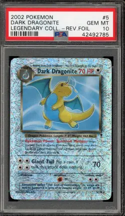 Pokemon Dark Dragonite Legendary Coll. Reverse Holo Rare #5 PSA 10 Gem Mint - Image 1