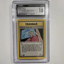 Pokemon Blaine's Quiz #2 Gym Challenge 1st Edition 111/132 CGC 10 - Image 1