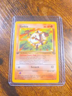 Pokemon Jungle Set 1st Edition Regular Finish Mankey 55/64 - LP+ - Image 2