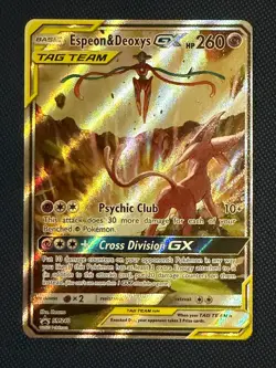 Espeon & Deoxys GX TAG TEAM Pokemon Black Star Promo Holo SM240 - Image 1