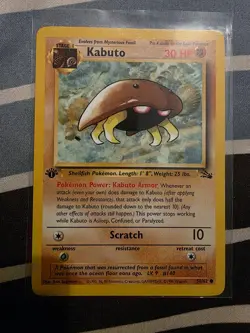 Pokemon TCG Kabuto Fossil Card 50/62 Regular Common 1st Edition - Image 1
