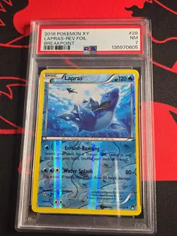 Pokemon Card Lapras XY BREAKpoint # 28/122 Reverse Foil Holo PSA 7 - Image 1