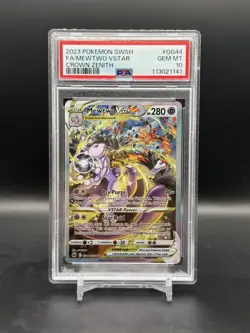 2023 POKEMON SWORD & SHIELD CROWN ZENITH #GG44 FULL ART/MEWTWO VSTAR PSA 10 - Image 1