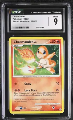 CGC MINT 9 Pokemon Charmander 82/132 2007 Secret Wonders - Image 1