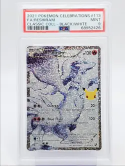 RESHIRAM 2021 POKEMON CELEBRATIONS CLASSIC BLACK WHITE 113/114 PSA 9 Q0004 - Image 1