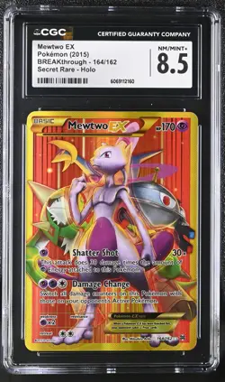 CGC 8.5 Mewtwo EX 2015 BREAKthrough 164/162 Secret Rare Holo Pokemon Card - Image 1