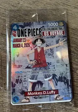 One Piece US VOYAGE Monkey D. Luffy St Johns Basketball Card PLUS POSTER - Image 1