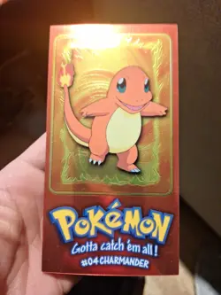 1999 Topps Pokemon Charmander #04 HOLO Extra-Long Tall Card BLUE LOGO NM - Image 1