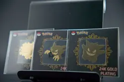 Pokemon 24K Gold Plated Metal Stickers Gastly Haunter Gengar Evolution Set Rare - Image 2