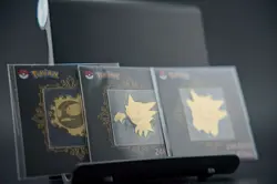 Pokemon 24K Gold Plated Metal Stickers Gastly Haunter Gengar Evolution Set Rare - Image 3
