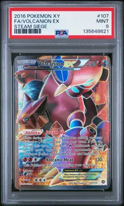 Pokemon XY Steam Siege #107/114 Volcanion EX - Full Art PSA 9 Mint (2016) - Image 1