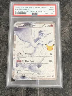 2021 POKEMON CELEBRATIONS CLASSIC COLL #113/114 FULL ART/RESHIRAM PSA 9 MINT - Image 1