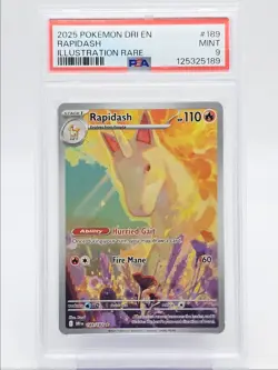 RAPIDASH 2025 POKEMON DESTINED RIVALS ILLUSTRATION RARE 189/182 PSA 9 Q0004 - Image 1