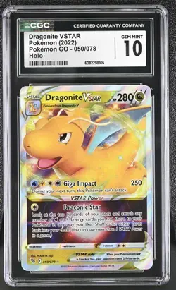 Pokemon Dragonite VSTAR 2022 Pokemon GO 050/078 CGC 10 - Image 1