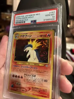 2000 Pokemon Japanese Neo Premium File Typhlosion #157 Holo PSA 10 SWIRL - Image 3