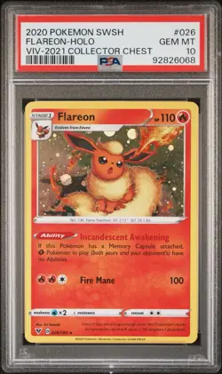 Pokemon Flareon PSA 10 Cosmos Holo Collector Chest 026 (POP 40) - Image 1