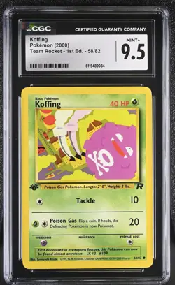 CGC MINT+ 9.5 Pokemon Koffing 58/82 2000 Team Rocket 1st Edition - Image 1