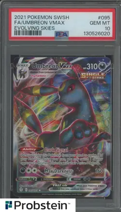 2021 Pokemon SWSH Evolving Skies #095 FA Umbreon VMAX PSA 10 GEM MINT - Image 1