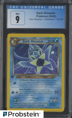 2002 Pokemon Neo Destiny 1st Edition #19 Dark Omastar CGC 9 MINT - Image 1