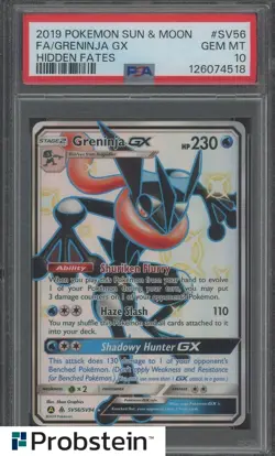 2019 Pokemon Sun & Moon Hidden Fates #SV56 FA Greninja GX PSA 10 GEM MINT - Image 1