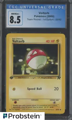2000 Pokemon Team Rocket 1st Edition #69 Voltorb CGC 8.5 NM-MT+ - Image 1