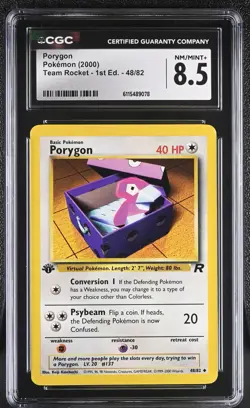 CGC NM/Mint+ 8.5 Pokemon Porygon 48/82 2000 Team Rocket 1st Edition - Image 1