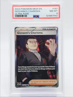 GIOVANNI'S CHARISMA 2023 POKEMON S&V 151 ULTRA RARE 197/165 PSA 8 Q0004 - Image 1