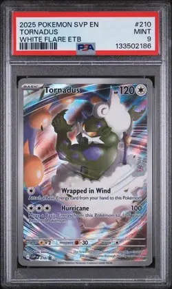 Pokemon Tornadus 2025 SVP Black Star Promo #210 White Flare ETB PSA 9 - Image 1