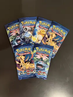 Lot of 6 Pokemon TCG XY Evolutions Booster Packs, New, Factory Sealed 🍀 - Image 1