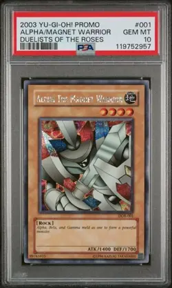 PSA 10 GEM MINT ALPHA MAGNET WARRIOR 2003 YU-GI-OH PROMO ROSES GRADED *YGO-TPHLC - Image 1